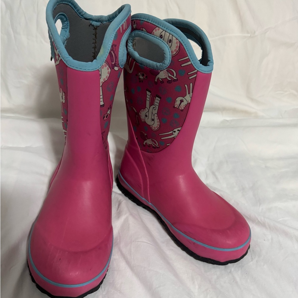 Bogs Pink and Blue Rain & Snow Boots Waterproof Pull-On